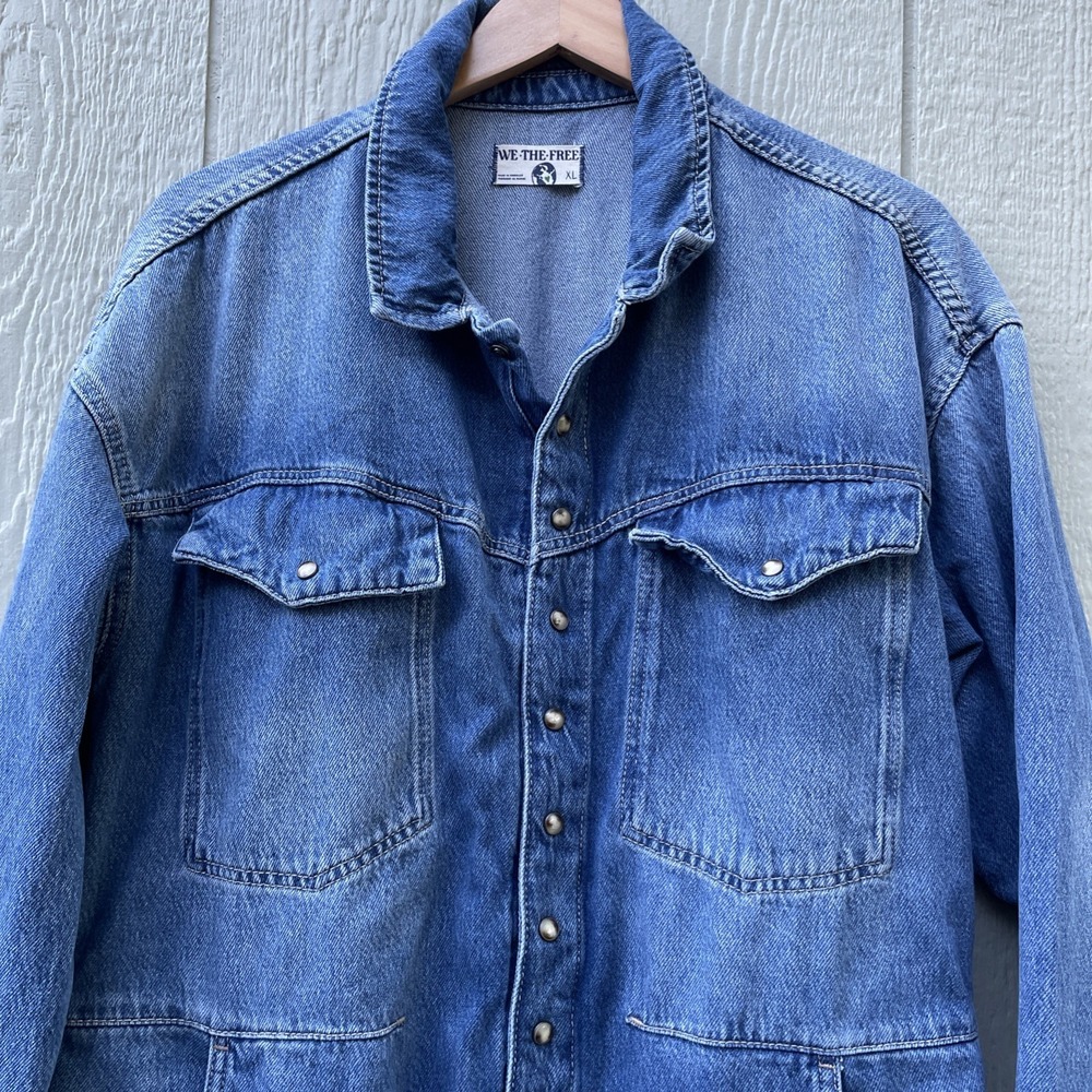 Free People We the Free The Townes Coverall Jumpsuit Size XL Blue One Piece Jean - Picture 4 of 16